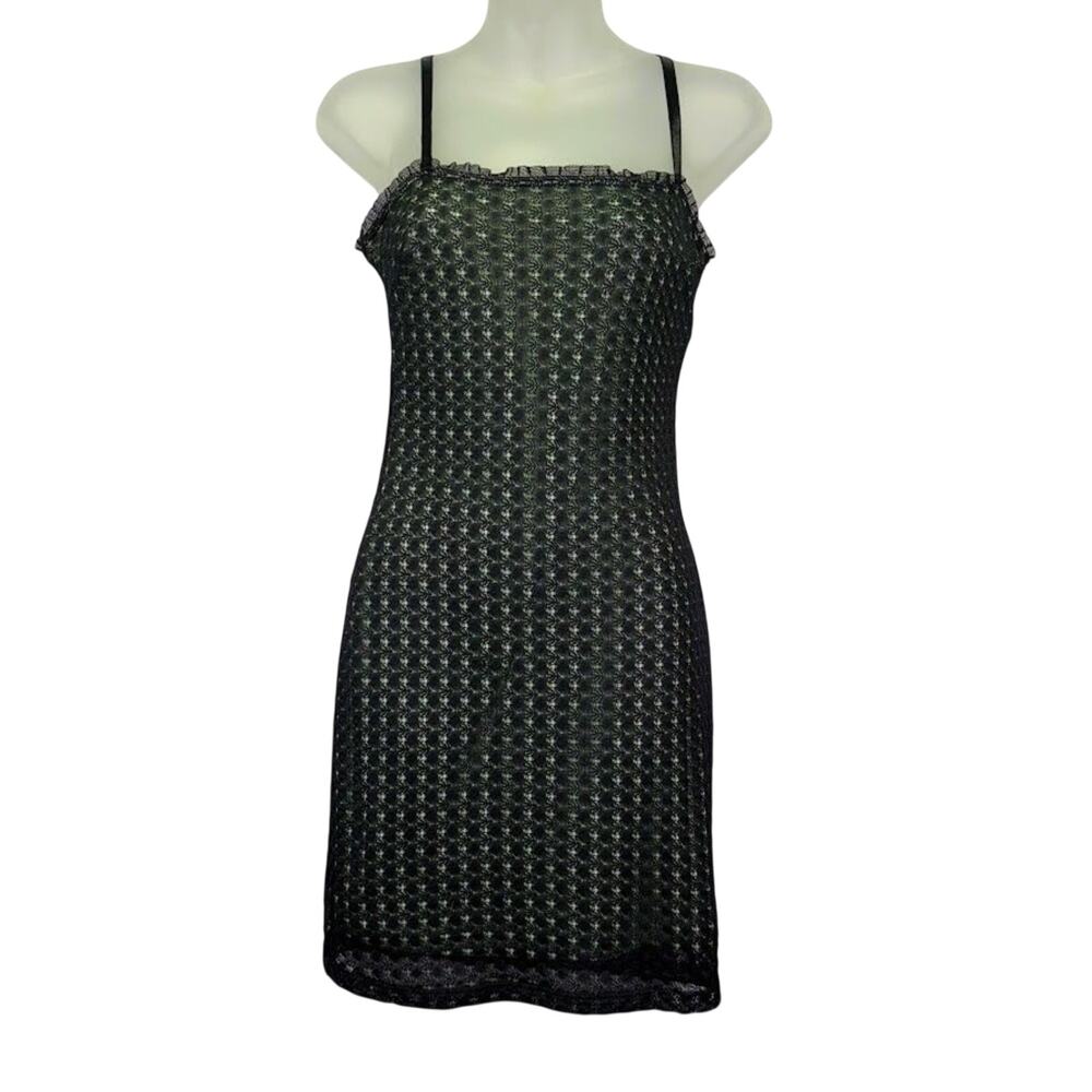 Exotica USA Mini Dress Black Lace Overlay Sleeveless Bodycon Mini Dress Size S